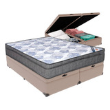 Cama Box Queen Com Baú Bege Ortobom Isosuperpocket Pillowtop