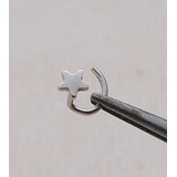 Aro Nariz Piercing Oro Blanco 18k Estrella