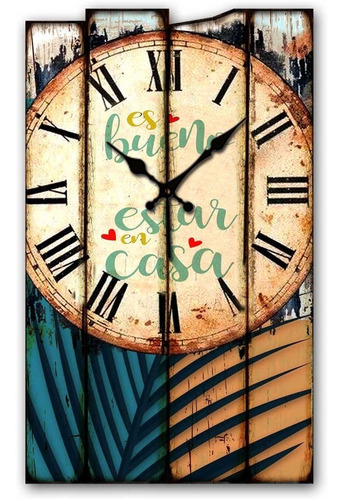 Reloj De Pared Vintage Con Frases 17x28 Cm