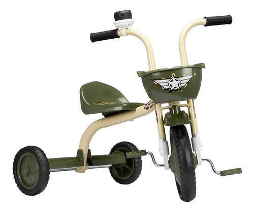 Motoquinha Infantil Camuflada Verde Militar Com Buzina Cesto