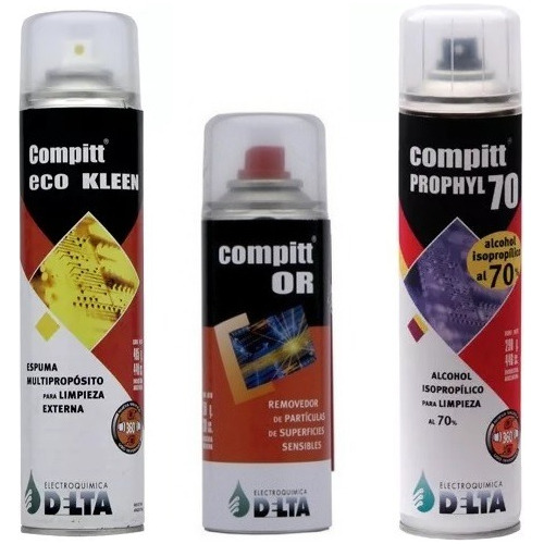 Kit Limpieza Pc Aire Comprimido Alcohol Espuma Delta D07