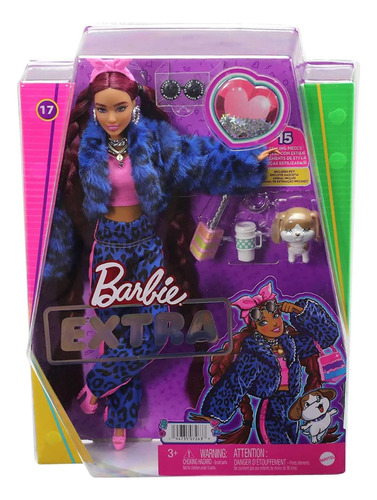 Boneca Barbie Extra Casaco De Pele Azul C/pet - Mattel