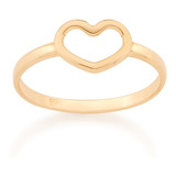 Anel Skinny Ring Rommanel Banhado Ouro Coração Vazado 512711