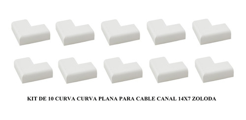 Pack X 10  Curva Plana Para Cable Canal 14x7 Blanco Zoloda