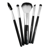 Set 5 Pinceles Maquillaje Pfiffery Cosmético Belleza Rostro Color Negro