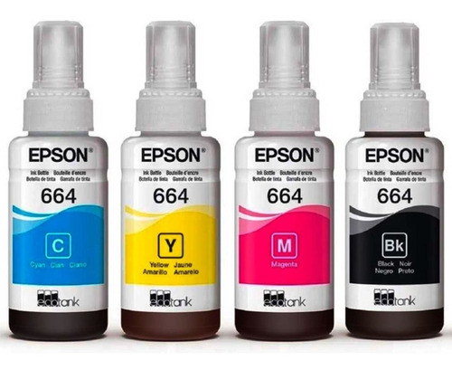 T664 Epson Combo 4 Tintas Negro Cian Magenta Y Amarillo