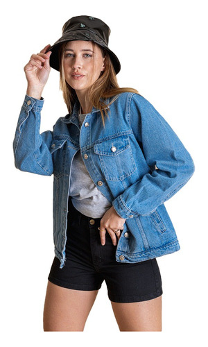 Campera Jean Mujer Oversize Rigido 