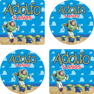 108 Stickers 4cms Personalizados Etiquetas Fiesta Cumpleaños Buzz Lightyear Toy Story | MercadoLibre