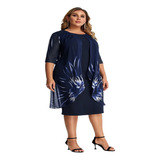 Vestido Elegantes Dama Plus Size Fiesta Flores Estampado