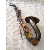 Vintage Retro Viejo Decorativo Decoración De Lámina Saxofón