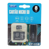 Kit Cartão Micro Sd 3 Em 1 Knup Kp-u18 8gb P/ Leitor 