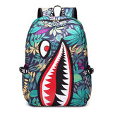 Mochila Escolar Elegante Y Ligera Con Estampado De Tiburones