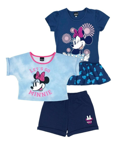 Conjunto 2 Blusas + Short Original Disney Minnie Mouse