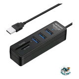 Hub Usb 3.0 5gbps + Leitor Cartão Micro Sd 3 Portas Exbom