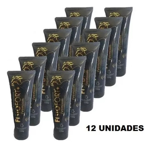 12 Fisiofort Premium Preta Pomada Massageadora 150g Atacado.