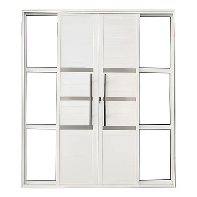 Porta Sacada Lambril C\u002F Friso 4f Alum. Branco L25 210x180 | Parcelamento sem juros