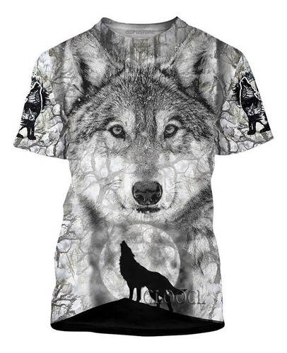 Playera Con Estampado 3d Animales Lobo Más Nuevo