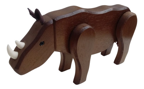 Presente Criativo Rinoceronte De Madeira Articulado Decorar