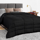 Edredón Acolchado Matrimonial Dreamlab Para Toda Estación. Tela Suave. Hipoalergénico. Lavado A Máquina. Usar Como Edredón O Con Funda Duvet. 1 Pieza, Negro