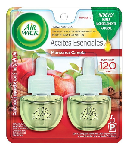 2 Repuestos Air Wick® Aroma Manzana Y Canela De 21ml C/u