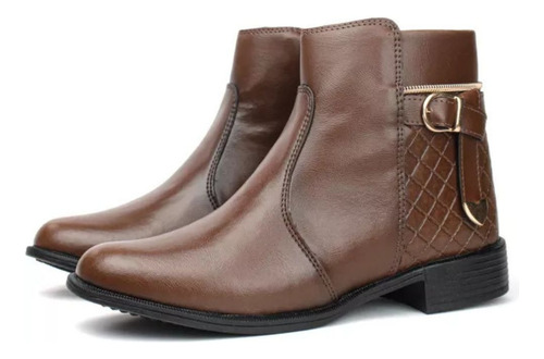 Bota Feminina Coturno Cano Curto Fivela Exclusiva