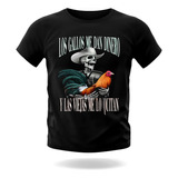 Playera Calacas Chidas Los Gallos, 100% Algodon Negra