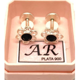 Aros Abridores Plata 925 Mod Ab26 Flor Con Cubic Liniers