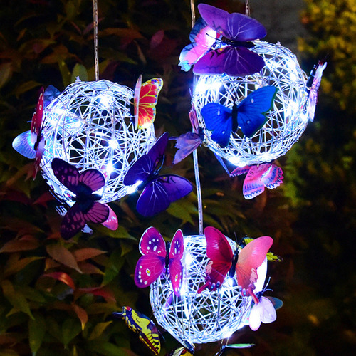 Lámpara Solar De Jardín Con Diseño De Mariposas Para Colgar