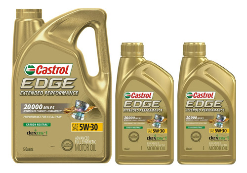 Aceite Sintetico Castrol Edge 5w30 Extended 4.73 L+ 2 946 Ml