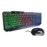 Kit Gamer Teclado Y Mouse Retroiluminado Antiderrame Ultra 