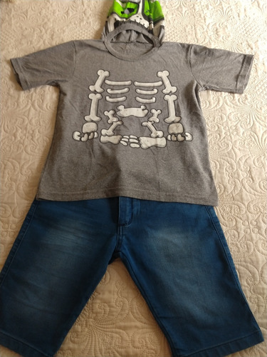 Conjunto Bermuda Jean Y Remera Niño Varón Talle 12 