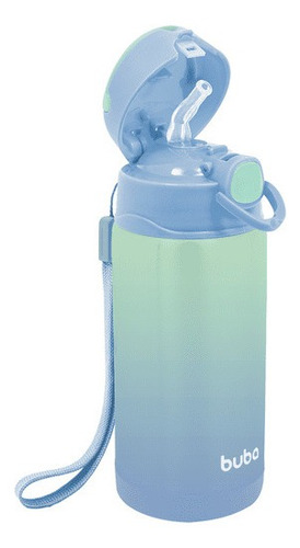 Garrafa Térmica Infantil Canudo Parede Dupla Inox Azul 400ml