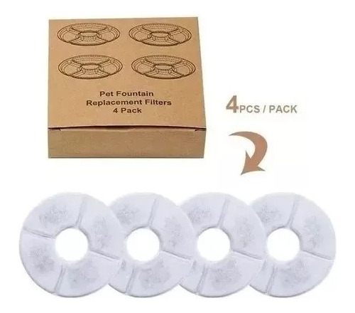 Pack X4 Filtros Bebedero Fuente De Agua Eléctrico Gato Perro