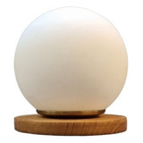 Velador Nordico Base Madera Globo Vidrio Opal Satinado 15ø