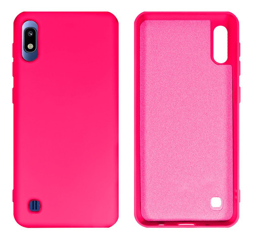 Capa Capinha Silicone Veludo Compatível Galaxy A10 Cover Cor Rosa Pink