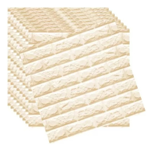 Lamina 3d Ladrillo Beige Claro Pack De 10