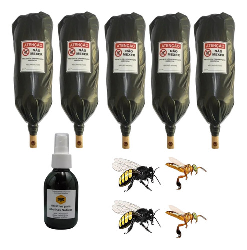 4 Isca Pet Captura De Enxame Abelha Jatai + Atrativo 100ml