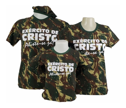 Camiseta + Boina Camuflada Exército De Cristo