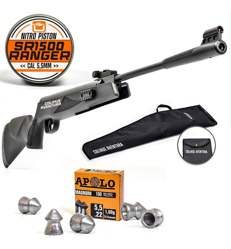 Rifle Nitro Pistón Fox Sr1500 Ranger 5,5mm+ Balines + Funda