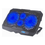 Notebook Base Cooler Con 4 Ventiladores Regulable Silencioso Color Negro