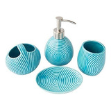 Set Accesorios Para Baño 4 Piezas Ceramica  Circles Aqua