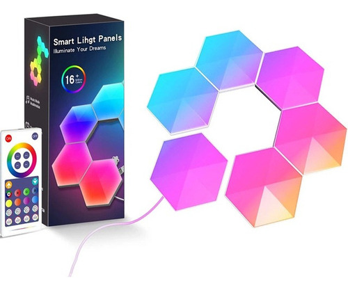 Paquete De 6 Paneles De Luz Hexagonales, Geniales Led Rgb He