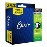 Encordoamento Elixir P/ Guitarra Light Optiweb Pack 3 Sets