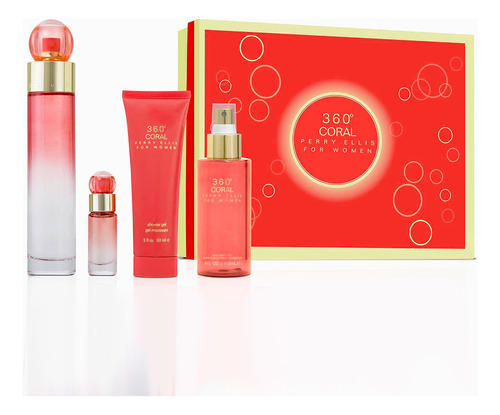 Perry Ellis 360 Coral Dama Set 4pz Edp + Body + Gel + Mini