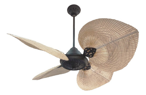 Ventilador De Techo Windlux Modelo Sheli C/ Palas De Rattan