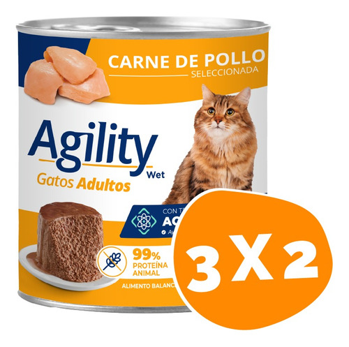 Lata Agility Gato Adulto Pollo 340gr Pack 3 Unidades