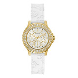 Reloj Guess Athena Dama Mujer Correa Resistente Agua Watch Color De La Correa Blanco Color Del Bisel Negro Color Del Fondo Champagne