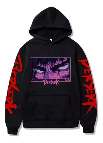 Anime Berserk Harajuku Guts Eyes Sudadera Con Capucha Negro