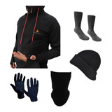 Combo! Campera Dep+ Media Térmica + Gorro + Guante Y Cuello