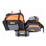 Combo Alforjas Ridercraft Naranja & Gris + Bolso Tque & Cart